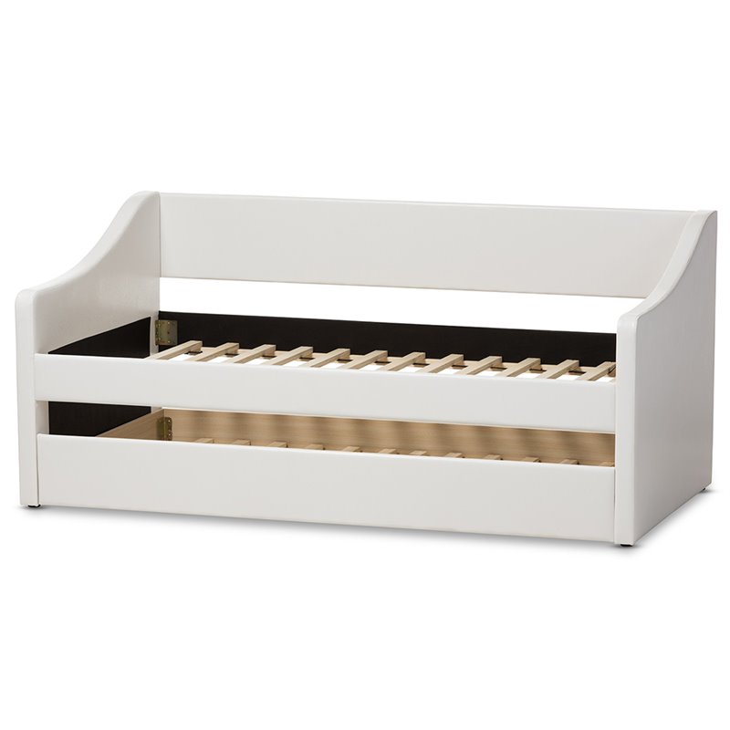 Baxton Studio Barnstorm Faux Leather Daybed with Trundle in White