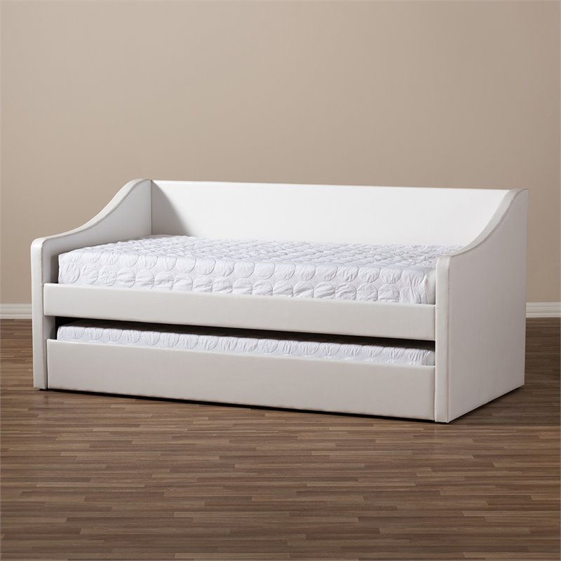 Baxton Studio Barnstorm Faux Leather Daybed with Trundle in White