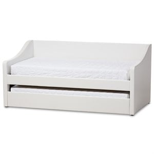 Baxton Studio Barnstorm Faux Leather Daybed with Trundle in White