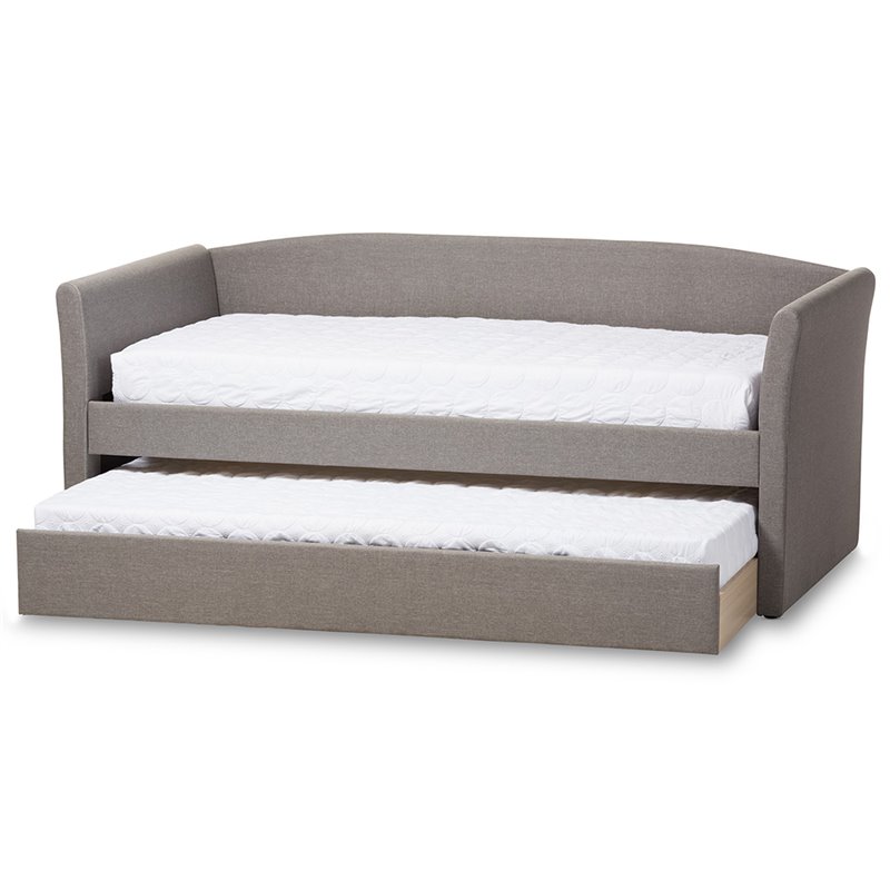 Baxton Studio Camino Upholstered Daybed with Trundle in Gray