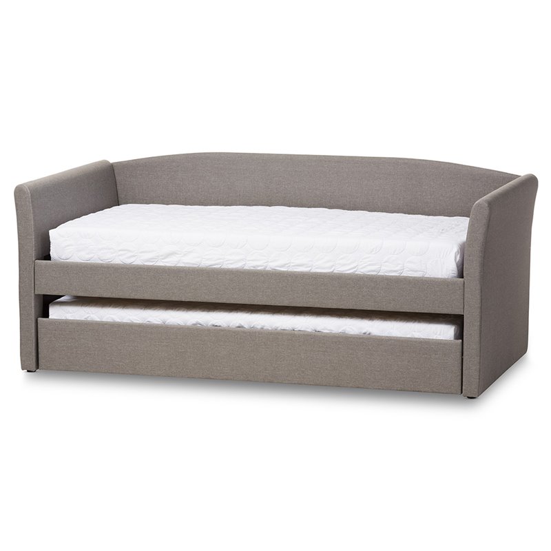 Baxton Studio Camino Upholstered Daybed with Trundle in Gray