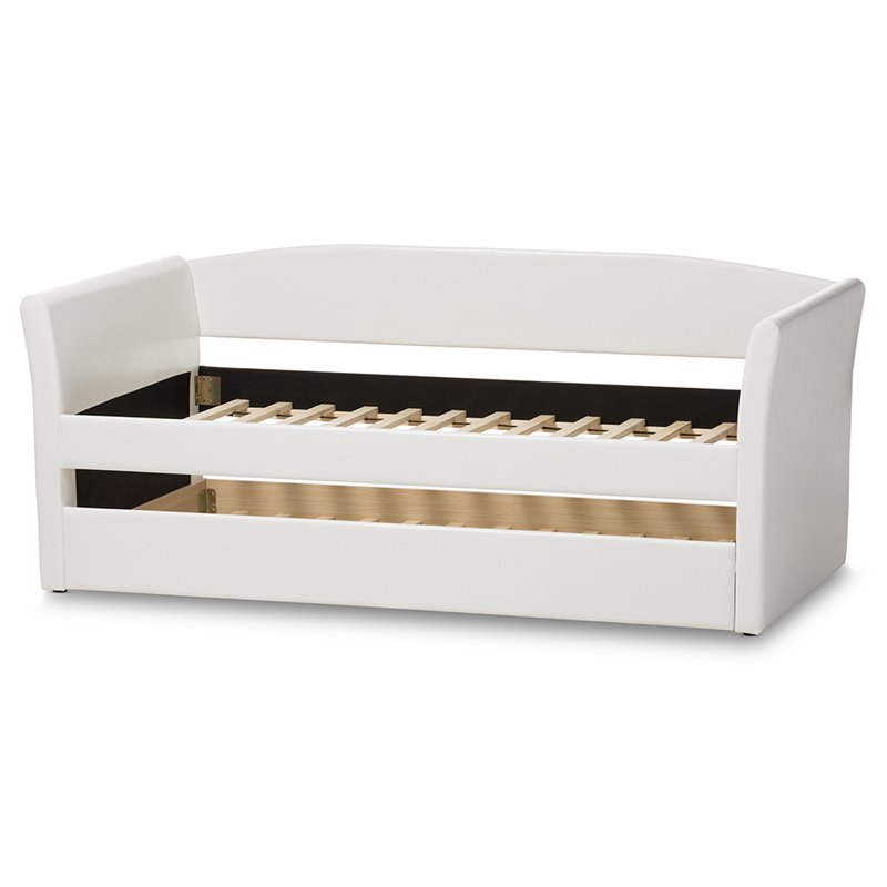 Baxton Studio Camino Faux Leather Daybed with Trundle in White