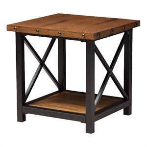 Baxton Studio Herzen 24&quot Square End Table in Antique Black and Brown