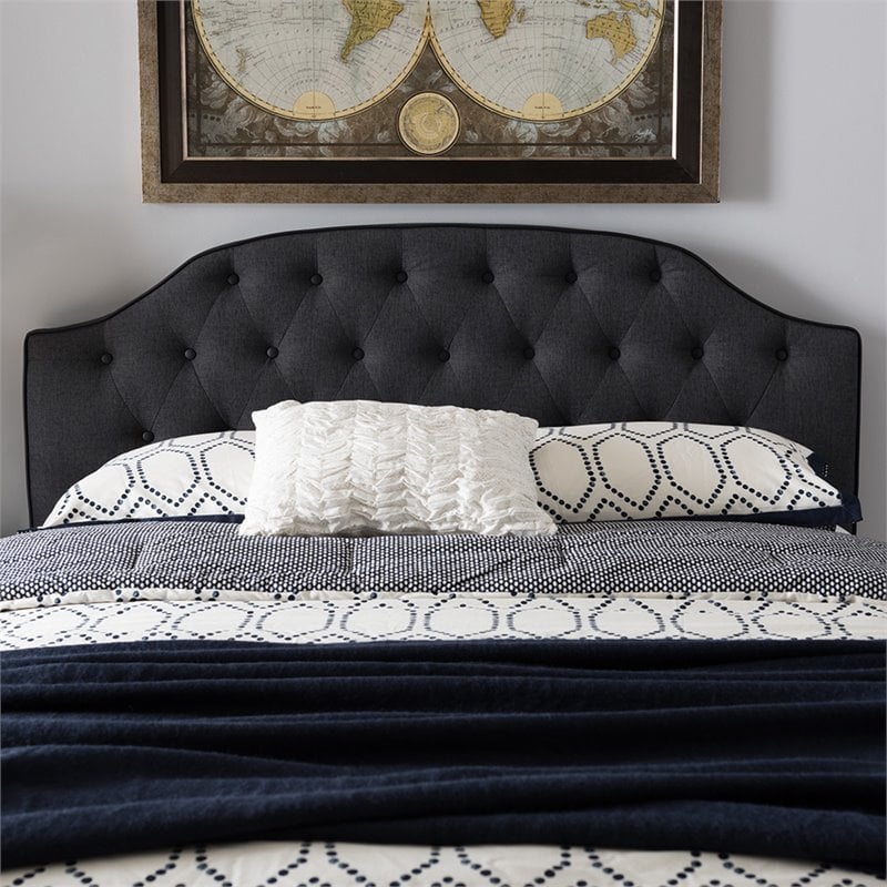Baxton Studio Windsor Tufted Queen Panel Headboard in Dark Gray