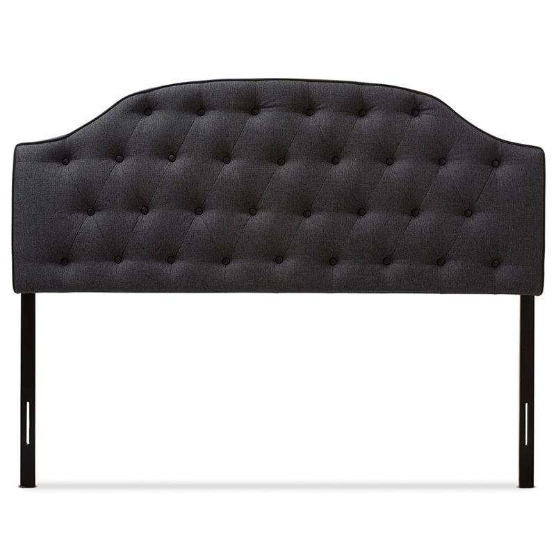 Baxton Studio Windsor Tufted Queen Panel Headboard in Dark Gray