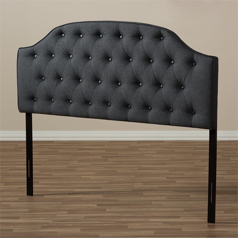 Baxton Studio Windsor Tufted Queen Panel Headboard in Dark Gray