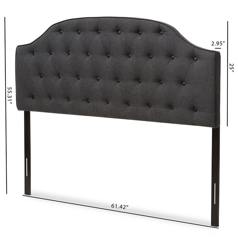 Baxton Studio Windsor Tufted Queen Panel Headboard in Dark Gray