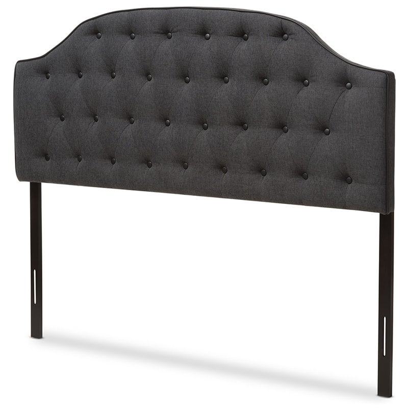 Baxton Studio Windsor Tufted Queen Panel Headboard in Dark Gray