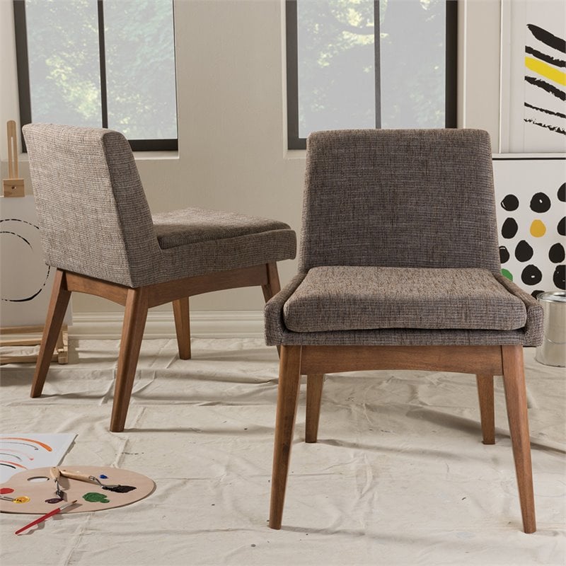 Baxton Studio Nexus Dining Side Chair in Gray and Brown (Set of 2)