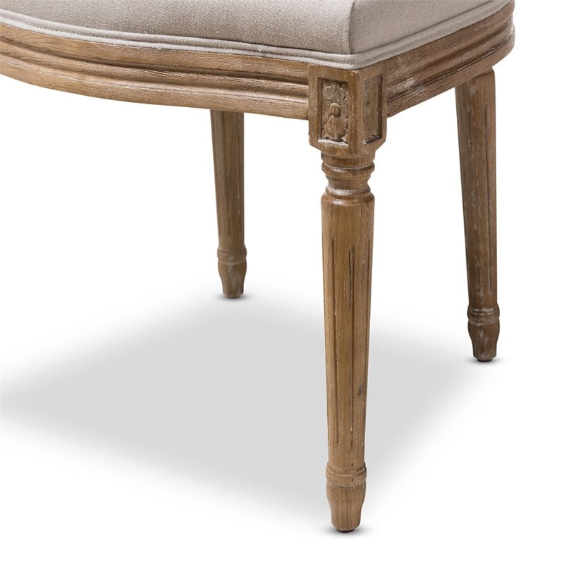 Baxton Studio Adelia Dining Side Chair in Weathered Oak and Beige