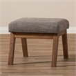 Baxton Studio Aberdeen Upholstered Ottoman in Gravel Gray and Walnut