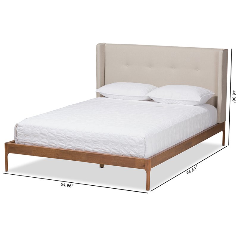 Baxton Studio Brooklyn Upholstered Queen Platform Bed in Light Beige