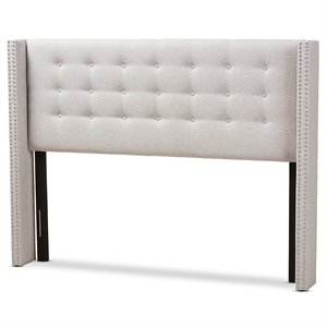 Baxton Studio Ginaro Queen Winged Panel Headboard in Grayish Beige