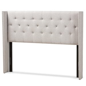 Baxton Studio Ally King Winged Panel Headboard in Grayish Beige