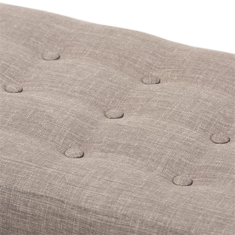 Baxton Studio Elia Button Tufted Bedroom Bench in Light Gray