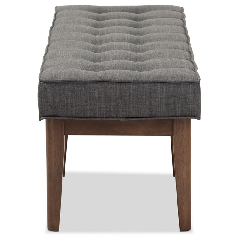 Baxton Studio Lucca Button Tufted Dining Bench in Dark Gray