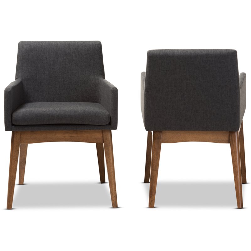 Baxton Studio Nexus Dining Arm Chair in Dark Gray (Set of 2)