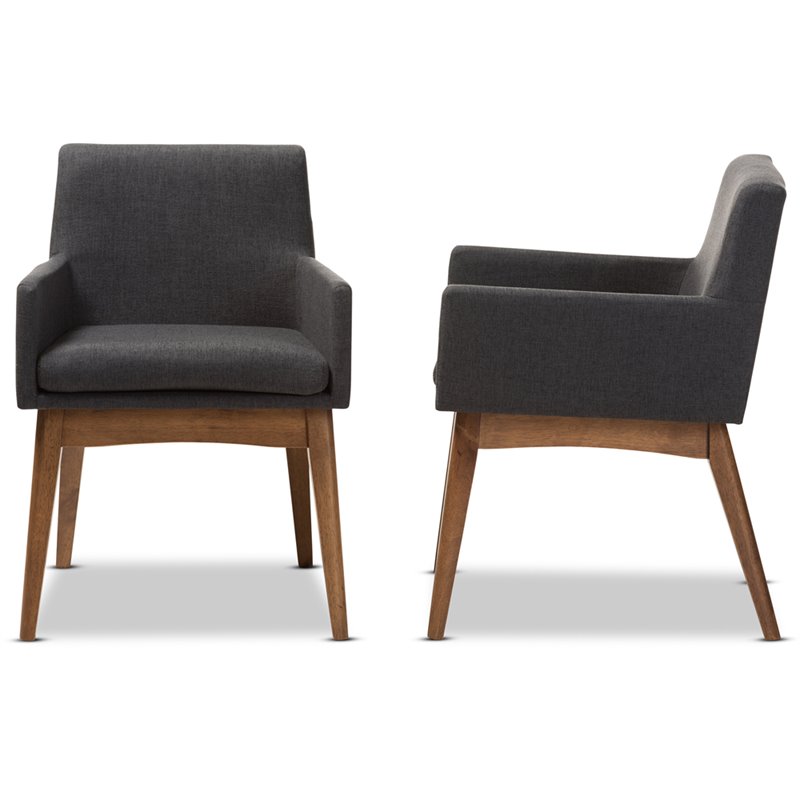 Baxton Studio Nexus Dining Arm Chair in Dark Gray (Set of 2)