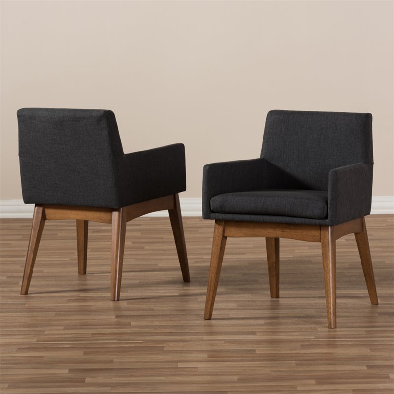 Baxton Studio Nexus Dining Arm Chair in Dark Gray (Set of 2)
