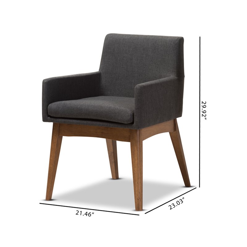 Baxton Studio Nexus Dining Arm Chair in Dark Gray (Set of 2)