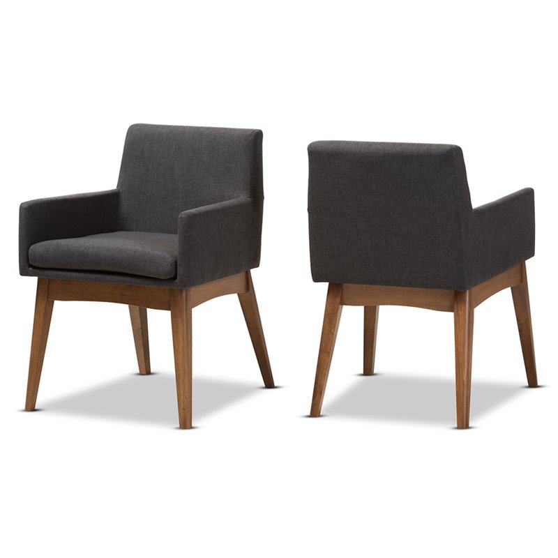 Baxton Studio Nexus Dining Arm Chair in Dark Gray (Set of 2)