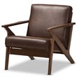 Baxton Studio Bianca Faux Leather Accent Arm Chair in Brown and Brown