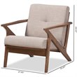 Baxton Studio Bianca Tufted Accent Arm Chair in Gray and Walnut Brown