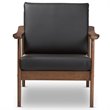 Baxton Studio Venza Faux Leather Accent Arm Chair in Black and Brown
