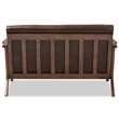 Baxton Studio Bianca Faux Leather Loveseat in Brown and Walnut Brown