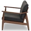 Baxton Studio Venza Faux Leather Loveseat in Black and Walnut Brown