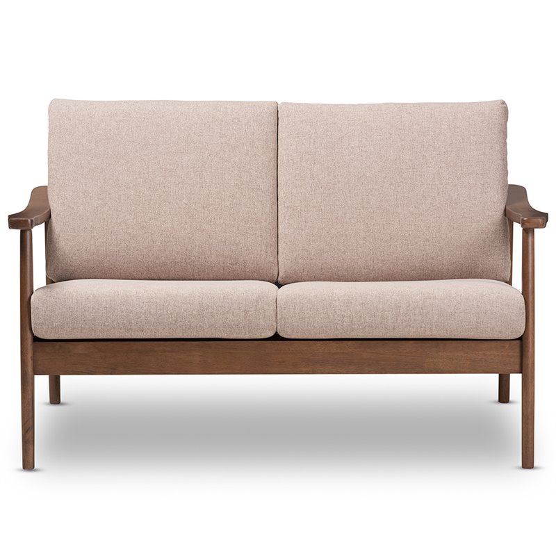 Baxton Studio Venza Loveseat in Light Brown and Walnut Brown