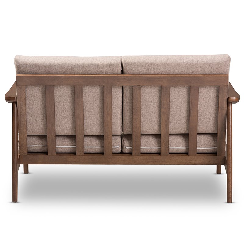 Baxton Studio Venza Loveseat in Light Brown and Walnut Brown