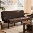 Baxton Studio Bianca Faux Leather Sofa in Dark Brown and Walnut Brown