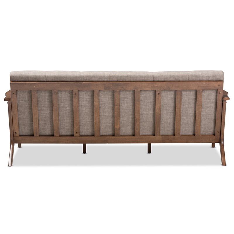 Baxton Studio Bianca Fabric Sofa in Light Gray and Walnut Brown