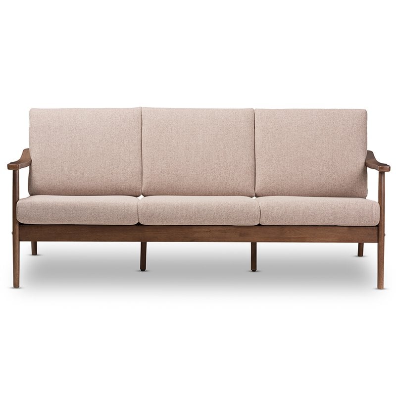 Baxton Studio Venza Fabric Sofa in Light Brown and Walnut Brown