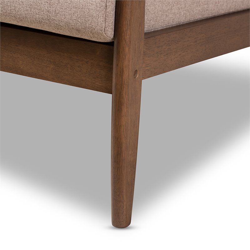 Baxton Studio Venza Fabric Sofa in Light Brown and Walnut Brown