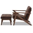 Baxton Studio Bianca Accent Arm Chair with Ottoman in Brown and Brown