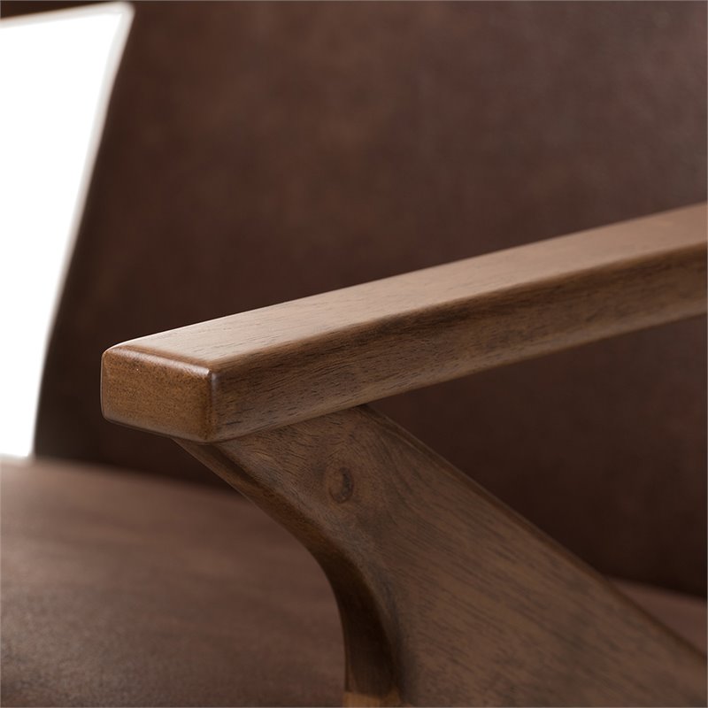 Baxton Studio Bianca Accent Arm Chair with Ottoman in Brown and Brown