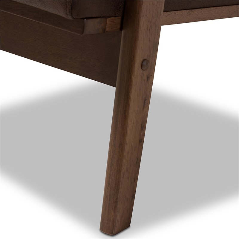 Baxton Studio Bianca Accent Arm Chair with Ottoman in Brown and Brown