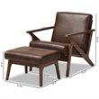 Baxton Studio Bianca Accent Arm Chair with Ottoman in Brown and Brown