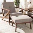 Baxton Studio Bianca Accent Arm Chair with Ottoman in Gray and Brown