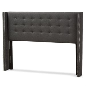 Baxton Studio Ginaro King Panel Wood Headboard in Dark Gray