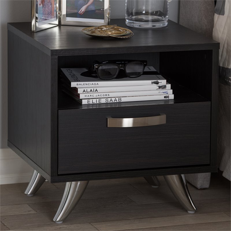 Baxton Studio Warwick 1 Drawer End Table in Dark Brown