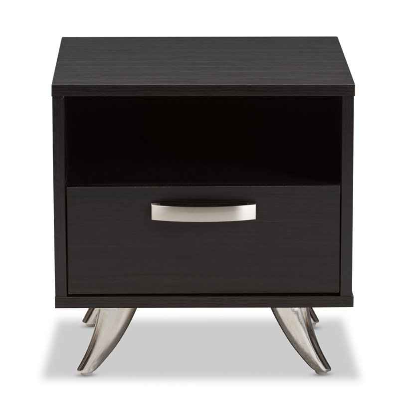 Baxton Studio Warwick 1 Drawer End Table in Dark Brown