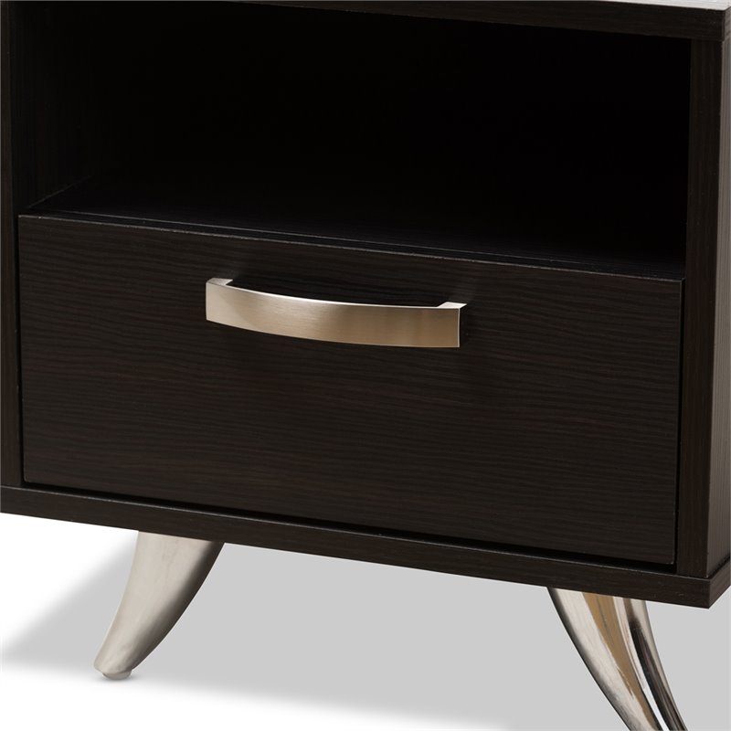 Baxton Studio Warwick 1 Drawer End Table in Dark Brown