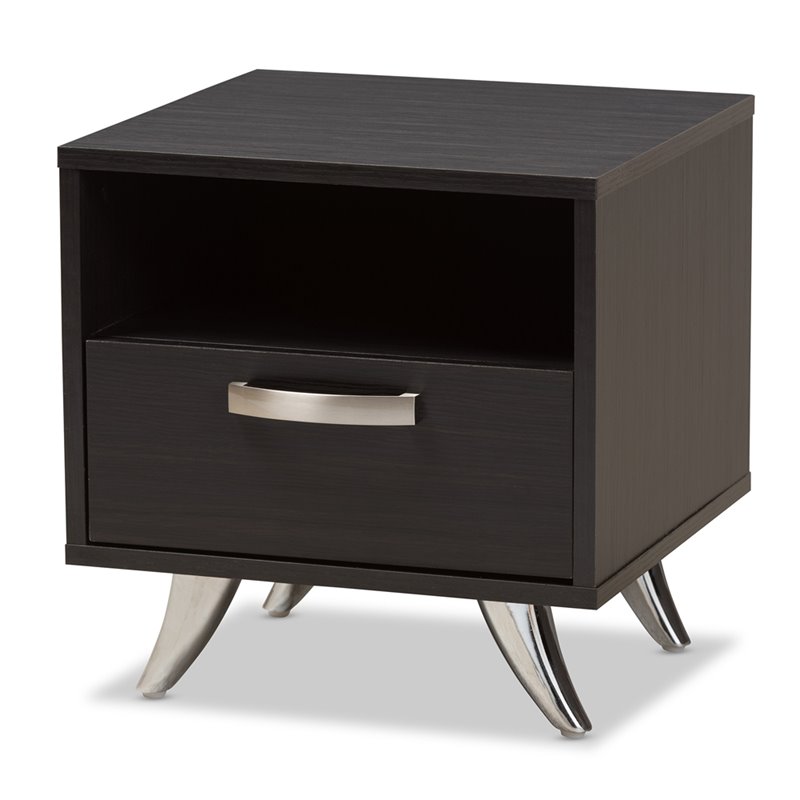 Baxton Studio Warwick 1 Drawer End Table in Dark Brown