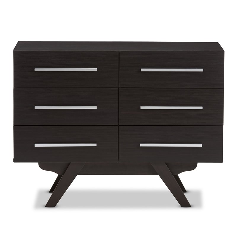 Baxton Studio Auburn 6 Drawer Double Dresser in Dark Brown