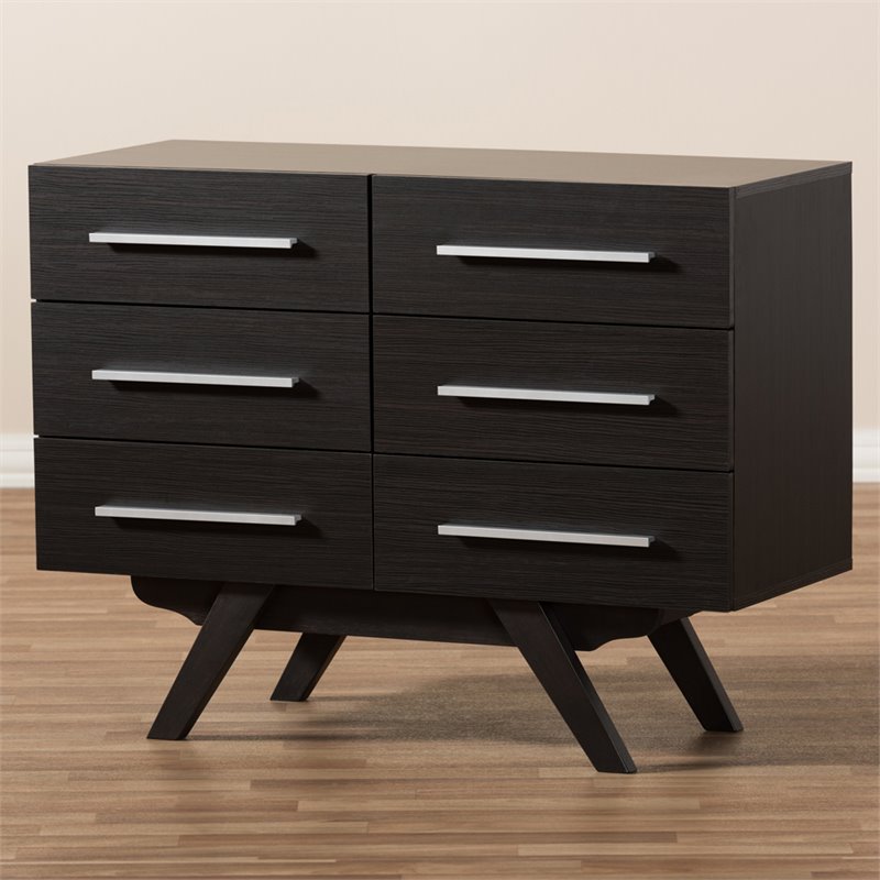 Baxton Studio Auburn 6 Drawer Double Dresser in Dark Brown