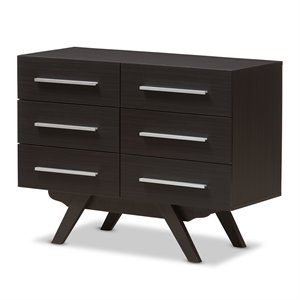 Baxton Studio Auburn 6 Drawer Double Dresser in Dark Brown