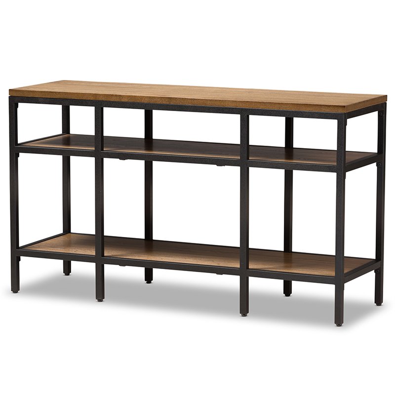 Baxton Studio Caribou Console Table in Oak Brown and Black